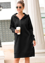Load image into Gallery viewer, Plus Hooded Drawstring Sweater Midi Dresses
