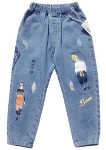 Print Denim Trousers Jeans Wholesale