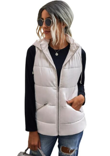 Quilted Thick Hooded Gilet Armour Coats For Womens