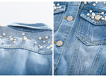 Load image into Gallery viewer, Online Wholesale Girl Denim Bead jacket And Jeans Two Piece Sets
