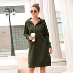 Load image into Gallery viewer, Plus Hooded Drawstring Sweater Midi Dresses
