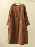 Load image into Gallery viewer, Corduroy Long Midi Dress
