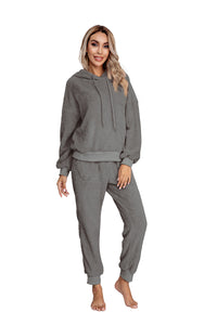 Hooded Woolen Sweaters  and Trousers Home Wear Co Ord Sets