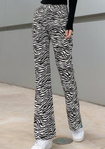 Load image into Gallery viewer, High Rise Zebra Print Flare Joggers For Womens
