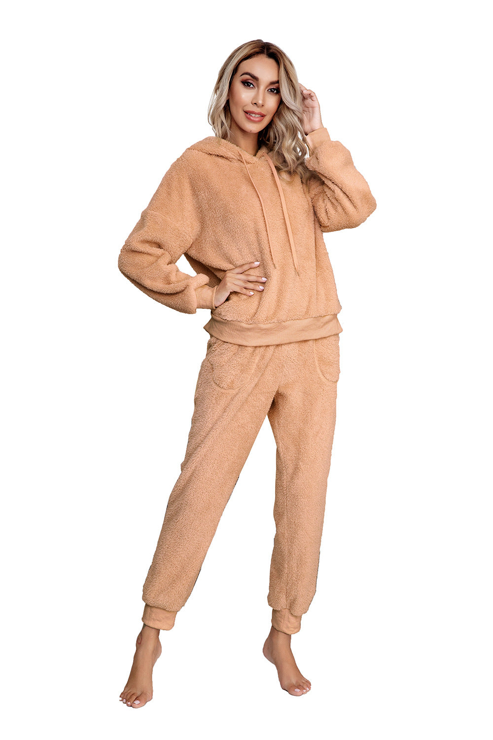 Hooded Woolen Sweaters  and Trousers Home Wear Co Ord Sets