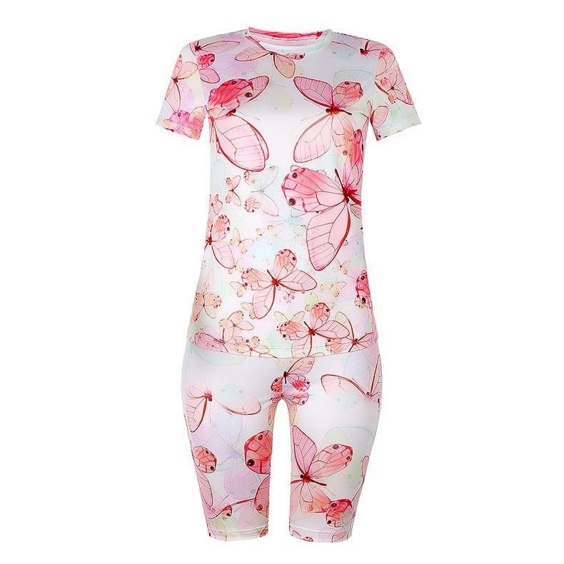Print Top Tee and Shorts Co Ord Sets Loungewear With Marks