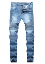 Load image into Gallery viewer, Chic Cool Slim Ruched Biker Stretch Jeans
