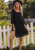 Load image into Gallery viewer, Solid Lace Three Quarters Sleeves Midi Dresses
