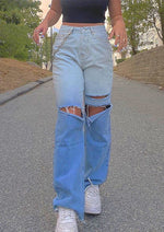 Load image into Gallery viewer, Gradient Color Destructed Denim Jeans OEM Custom Made
