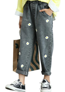 Fashion Clothes Print Wide Leg Jeans Wholeasle for Girls
