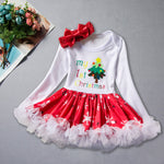 Load image into Gallery viewer, Christmas  Lace hem Kid Girls Dress
