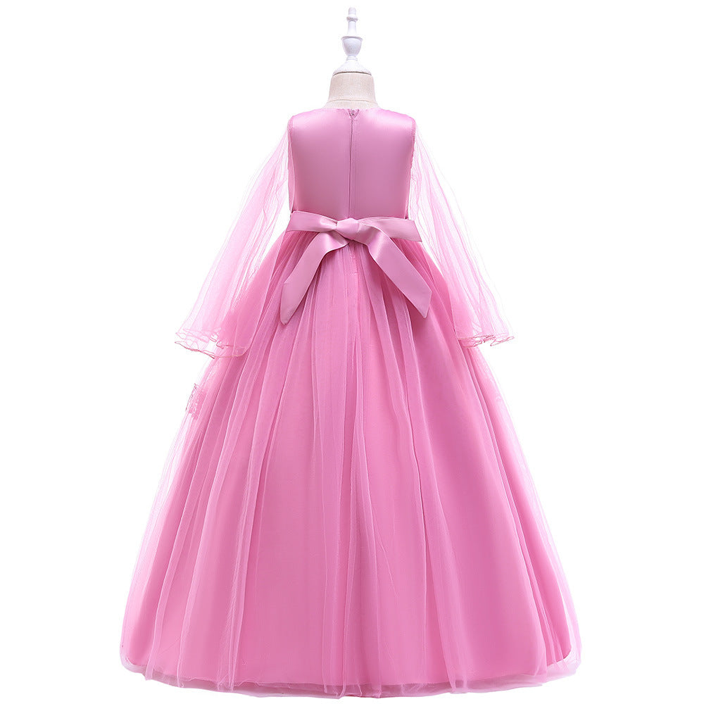 Kids Girl Puff Prom Organza Applique Dress Online Supply For Clothes Store