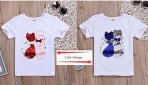 Chameleon Change Color Sequin Tee Top For Kids