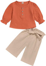 Load image into Gallery viewer, Top Shirt And Flare Pant Two Piece Casual Sets Outfits For Girls
