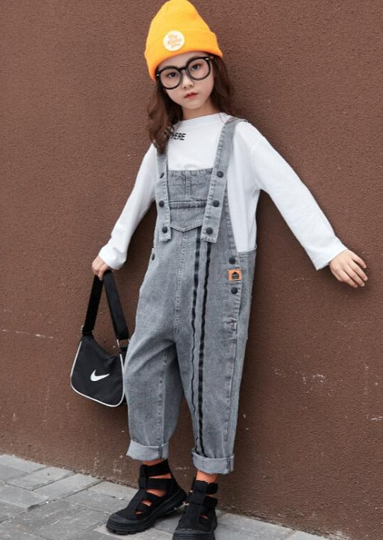 Garments Factory Online Wholesale Girl Denim Jumpsuit Two Piece Sets