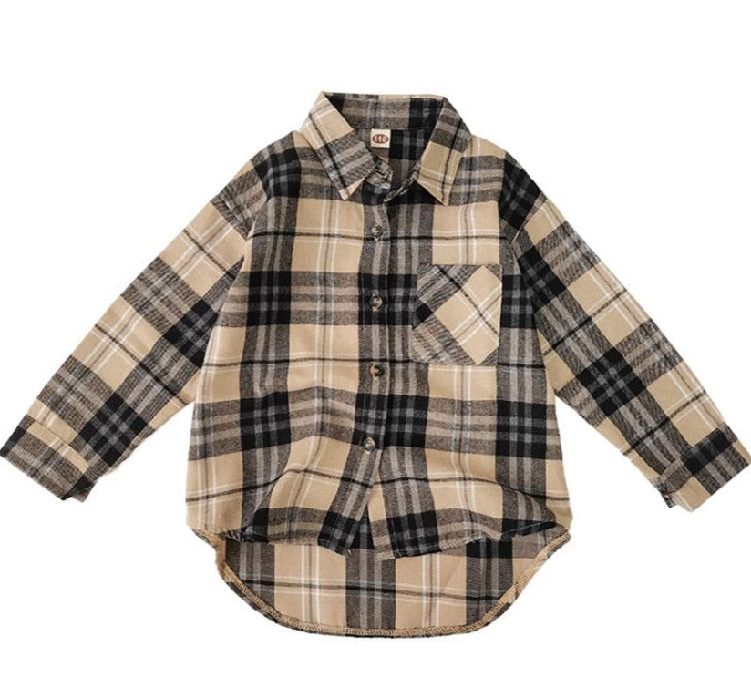 Girl's Plaid Long Sleeve Top Shirts Wholesale Online