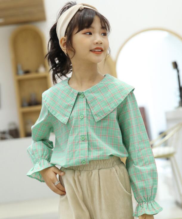School Clothes Plaid Top Shirts for kid girl