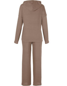 Hoodie Sweater Top and Wide Leg Trousers Co Ord Sets Outfit