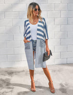 Load image into Gallery viewer, Open Front Stripe Blouses Wholesalers
