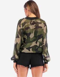 Camo Sun-Proof Top Shirt for lady