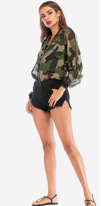 Camo Sun-Proof Top Shirt for lady