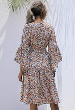 Load image into Gallery viewer, Factory Online Custom Women Flower Print Midi Dress On Fashionriva
