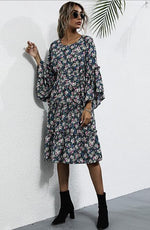 Load image into Gallery viewer, Factory Online Custom Women Flower Print Midi Dress On Fashionriva
