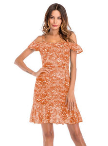Cold Shoulder Chiffon Strappy Mini Dress Shopping Online
