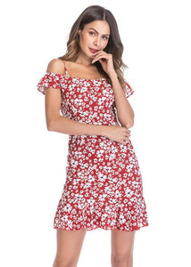 Cold Shoulder Chiffon Strappy Mini Dress Shopping Online