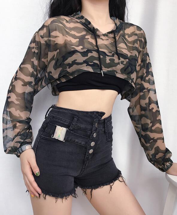 Camouflage Crop Hoodie Shopping