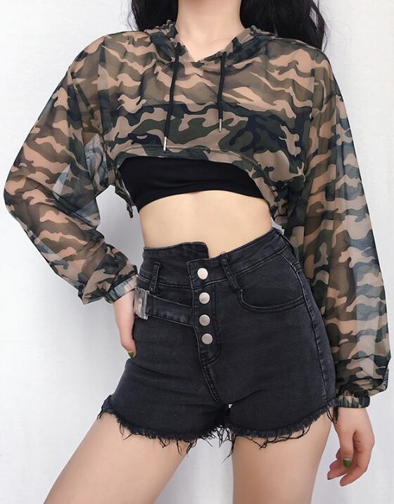 Camouflage Crop Hoodie Shopping