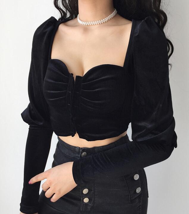 Chic Balloon Ruffle Crop Top Wholesale for Lady