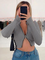 Load image into Gallery viewer, Two Zipper Crop Tee Wholesale Online

