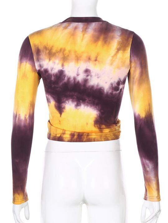 Ruched Tie Dyed Crop Tee for Womens from Fashionriva