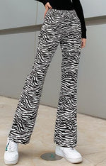 Load image into Gallery viewer, High Rise Zebra Print Flare Joggers For Womens
