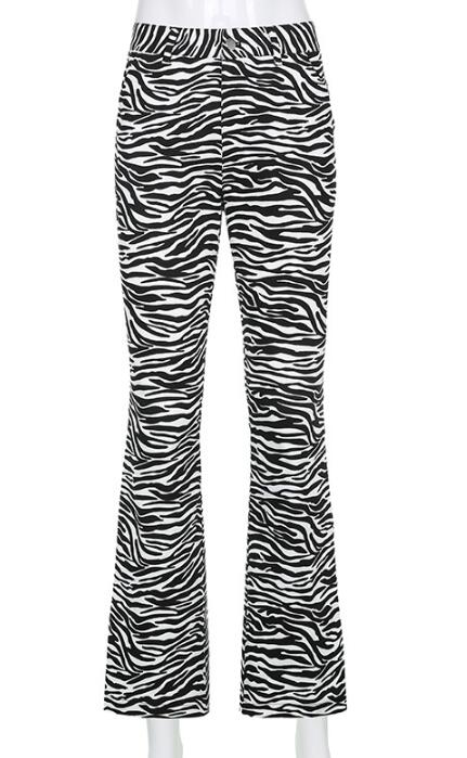 High Rise Zebra Print Flare Joggers For Womens