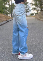 Load image into Gallery viewer, Gradient Color Destructed Denim Jeans OEM Custom Made
