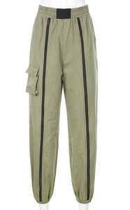 Zipper Leg Color Contrast Cargo Pants Wholesalers