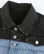 Load image into Gallery viewer, Color Black Denim Crop Jacket High Street Fashion
