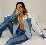 Load image into Gallery viewer, Color Blocked Denim Jacket Coat Wholesale From Fashion Riva

