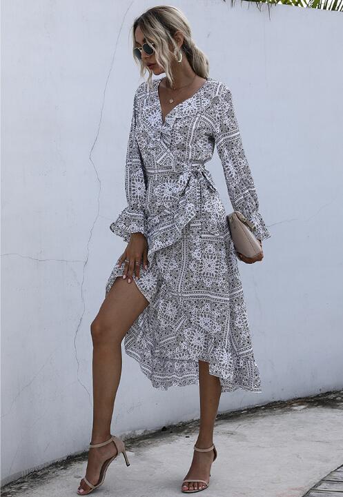 Designer Style Print Flounce Midi Dresses For Your Couture House