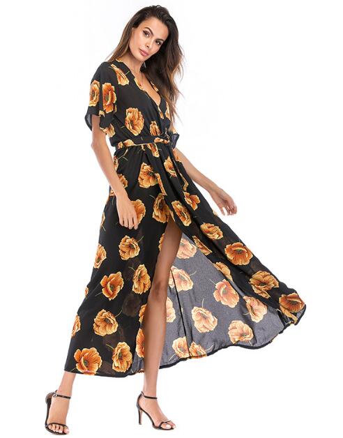 Online Wholesale Print Chiffon Maxi Dress For Your Boutique