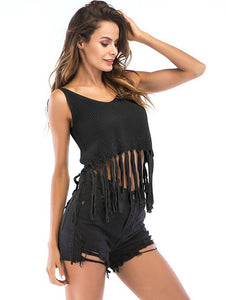 Factory Online Fringe Knit Crop Top For Womens