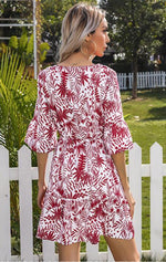 Load image into Gallery viewer, French Print Half Sleeves Midi Dresses
