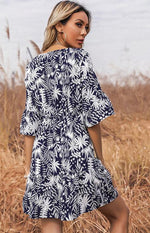 Load image into Gallery viewer, French Print Half Sleeves Midi Dresses
