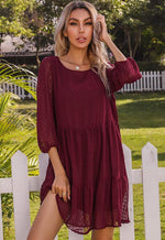 Load image into Gallery viewer, Solid Lace Three Quarters Sleeves Midi Dresses

