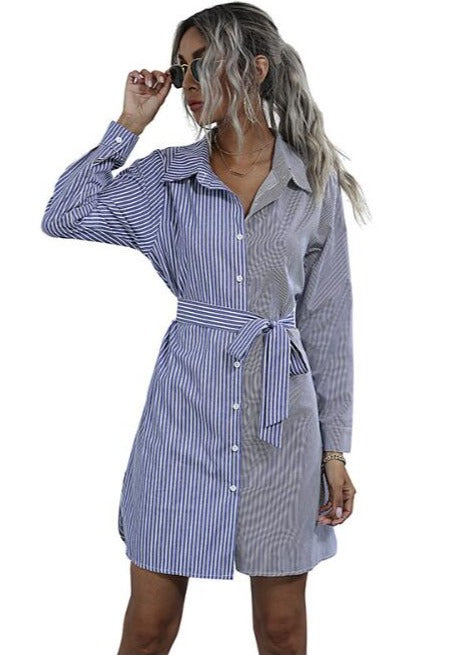 Designer Color Contrast Stripe Shirt Dress Shopping On Fashionriva