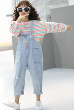 Load image into Gallery viewer, Wholesale Online Denim Distressed Strappy Overalls for Kids

