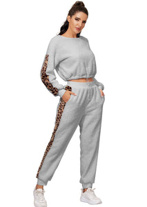 Sweat Crop top and Trousers Sets Outfits for Sport