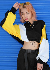 Batwing Sleeve Crop Top for Womens with Drawstring